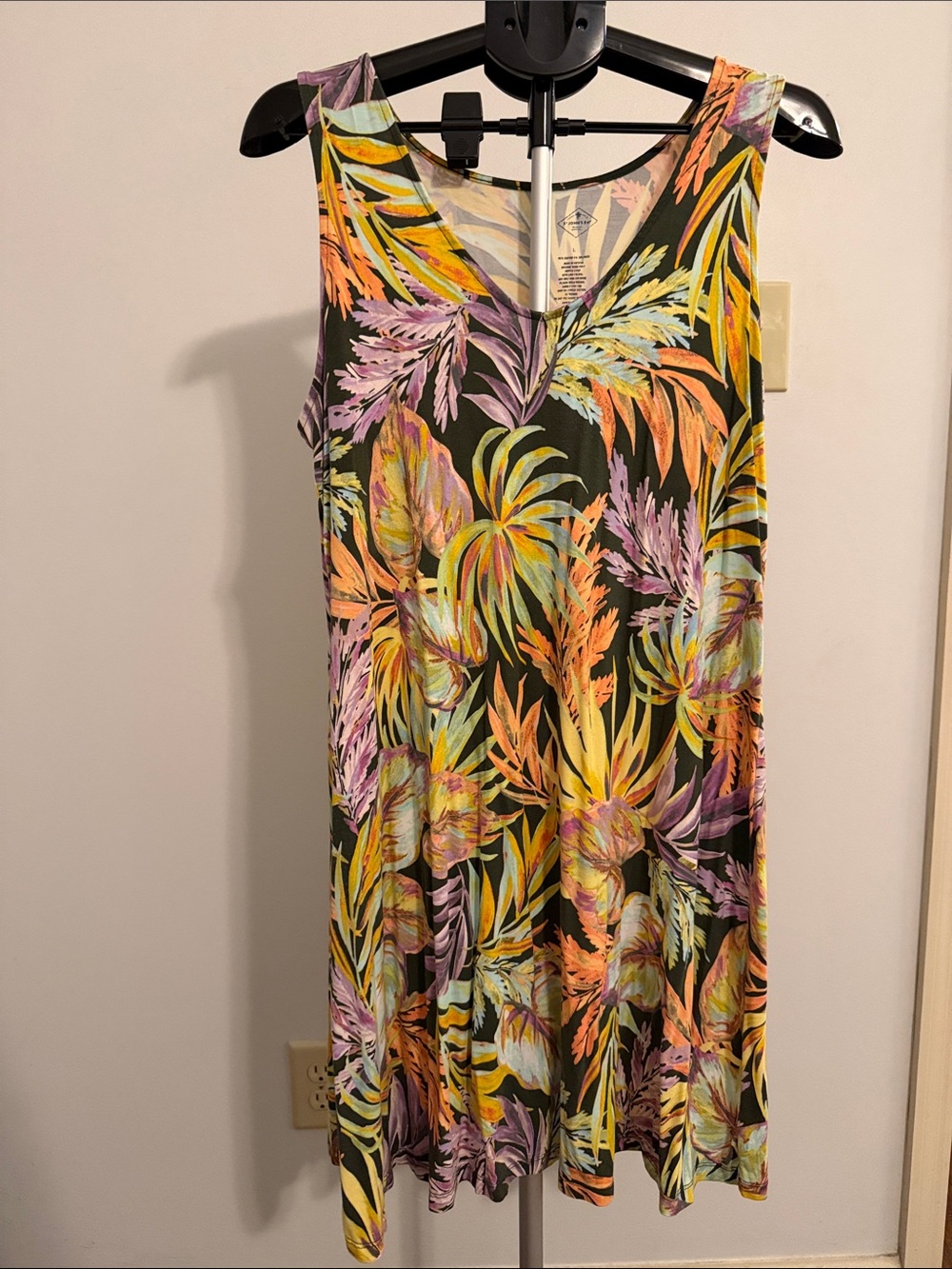 St. John's Bay Black Tropical-Print Sleeveless Mini Dress
